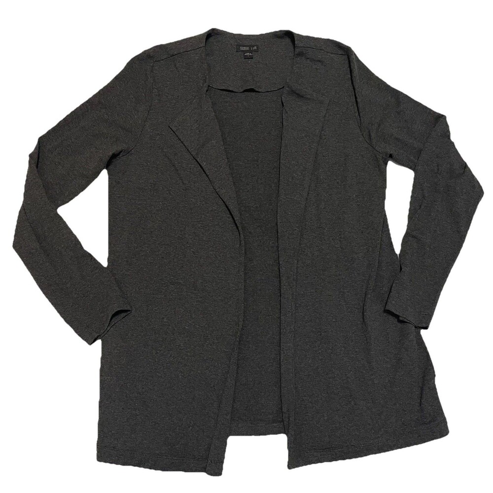 J. Jill Wearever Collection Open Front Cardigan Small Gray Stretch Lightweight